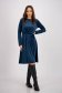 Velvet midi dress in petrol blue with a flared knee-length cut and elastic waistband, accessorized with a belt - StarShinerS 3 - StarShinerS.com