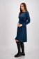 Velvet midi dress in petrol blue with a flared knee-length cut and elastic waistband, accessorized with a belt - StarShinerS 4 - StarShinerS.com