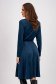 Velvet midi dress in petrol blue with a flared knee-length cut and elastic waistband, accessorized with a belt - StarShinerS 2 - StarShinerS.com