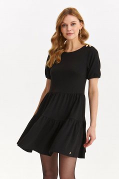 Black dress thin fabric short cut cloche short sleeves
