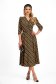 Satin Midi Flared Dress with Wrap Neckline and Belt Accessory - StarShinerS 5 - StarShinerS.com