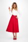 Red Elastic Fabric Midi Skater Skirt with Belt Accessory - StarShinerS 1 - StarShinerS.com