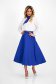 Blue stretch fabric midi flared skirt with belt accessory - StarShinerS 4 - StarShinerS.com