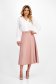 Powder pink elastic fabric midi flared skirt with belt-type accessory - StarShinerS 4 - StarShinerS.com