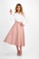 Powder pink elastic fabric midi flared skirt with belt-type accessory - StarShinerS 2 - StarShinerS.com