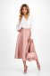 Powder pink elastic fabric midi flared skirt with belt-type accessory - StarShinerS 1 - StarShinerS.com