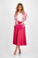 Pink Elastic Fabric Midi Flared Skirt with Belt Accessory - StarShinerS 3 - StarShinerS.com