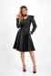 Rochie din piele ecologica neagra pana la genunchi in clos cu buzunare laterale si umeri bufanti - StarShinerS 7 - StarShinerS.ro
