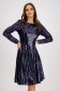 Navy sequin flared dress with rounded neckline - StarShinerS 1 - StarShinerS.com