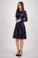 Navy sequin flared dress with rounded neckline - StarShinerS 4 - StarShinerS.com
