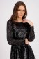 Black Sequin A-Line Dress with Rounded Neckline - StarShinerS 6 - StarShinerS.com