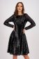 Black Sequin A-Line Dress with Rounded Neckline - StarShinerS 1 - StarShinerS.com