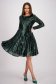 Dark Green Sequined A-Line Dress with Rounded Neckline - StarShinerS 5 - StarShinerS.com