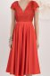 Rochie din tafta elastica si dantela rosie midi in clos accesorizata cu brosa cu pene - StarShinerS 4 - StarShinerS.ro