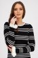 Black Knitted Midi Pencil Dress with Horizontal Stripes - SunShine 6 - StarShinerS.com