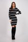 Black Knitted Midi Pencil Dress with Horizontal Stripes - SunShine 2 - StarShinerS.com