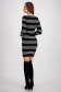Black Knitted Midi Pencil Dress with Horizontal Stripes - SunShine 3 - StarShinerS.com