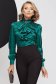 Bluza dama din satin verde-inchis mulata cu jabou accesorizat cu brosa 1 - StarShinerS.ro