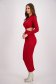 Red Knitted Maxi Pencil Dress with Fabric Cut-Outs - SunShine 2 - StarShinerS.com