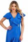 Asymmetric Blue Stretch Fabric Dress with Ruffles and V-Neckline - StarShinerS 4 - StarShinerS.com
