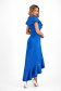 Asymmetric Blue Stretch Fabric Dress with Ruffles and V-Neckline - StarShinerS 2 - StarShinerS.com