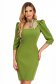 Khaki Stretch Fabric Short Pencil Dress with Puffy Shoulders - StarShinerS 1 - StarShinerS.com