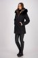 Black quilted jacket with a straight cut and detachable hood with faux fur - SunShine 4 - StarShinerS.com