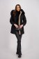 Black quilted jacket with a straight cut and detachable hood with faux fur - SunShine 3 - StarShinerS.com