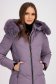Light Purple Fitted Puffer Jacket with Zip Pockets and Detachable Hood - SunShine 6 - StarShinerS.com