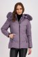 Light Purple Fitted Puffer Jacket with Zip Pockets and Detachable Hood - SunShine 1 - StarShinerS.com