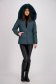 Dark green fitted quilted jacket with zippered pockets and detachable hood - SunShine 3 - StarShinerS.com
