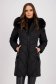 Black fitted quilted jacket with detachable hood and faux fur insert - SunShine 1 - StarShinerS.com