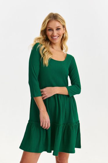 Green dress short cut cloche crepe with 3/4 sleeves