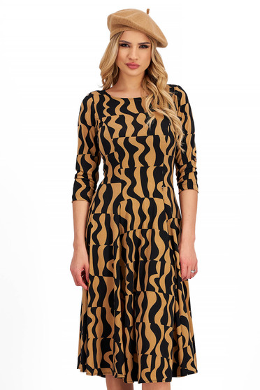 Lycra Midi Dress in A-Line with Abstract Print - StarShinerS