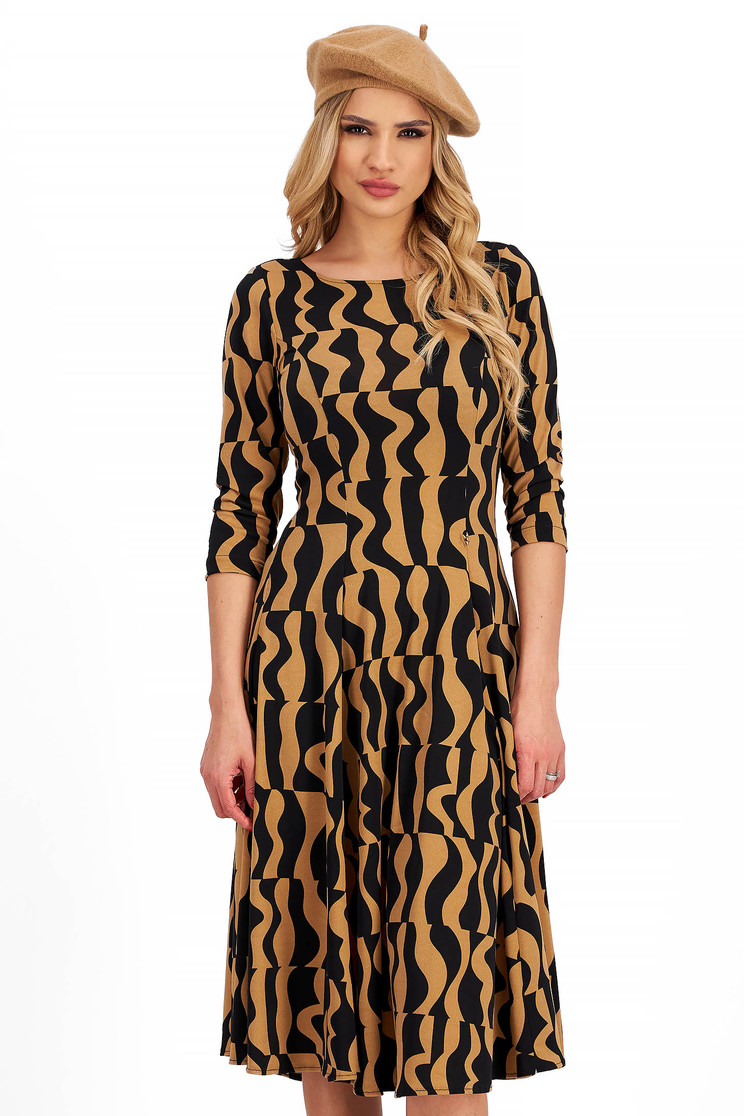 Rochie din lycra midi in clos cu imprimeu abstract - StarShinerS - Rochii-Dama.ro