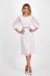 Pleated midi white veil dress in flared style with unique floral embroidery - StarShinerS 5 - StarShinerS.com