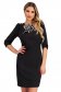 Rochie din stofa elastica neagra scurta cu un croi drept si guler tip esarfa imprimat cu motive pepit - StarShinerS 7 - StarShinerS.ro