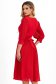 Pleated Midi Red Veil Dress in A-line with Unique Floral Embroidery - StarShinerS 2 - StarShinerS.com