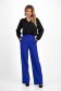 Blue Cotton Flared Long Pants with High Waist and Side Pockets - SunShine 1 - StarShinerS.com
