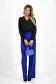Blue Cotton Flared Long Pants with High Waist and Side Pockets - SunShine 3 - StarShinerS.com
