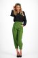 Green cotton pants with front pockets and belt-type accessory - SunShine 3 - StarShinerS.com