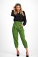 Green cotton pants with front pockets and belt-type accessory - SunShine 1 - StarShinerS.com