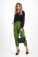 Green cotton pants with front pockets and belt-type accessory - SunShine 2 - StarShinerS.com