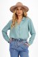 Ladies' turquoise triple-veil blouse with a wide cut and rhinestone appliqués on the shoulders - SunShine 1 - StarShinerS.com
