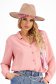 Women's blouse in powder pink triple-veil with a loose fit and rhinestone appliqués on the shoulders - SunShine 6 - StarShinerS.com