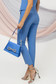 Pantaloni din stofa elastica albastru-deschis conici cu talie inalta si buzunare laterale 3 - StarShinerS.ro