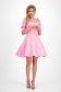Rochie din stofa usor elastica roz-deschis scurta in clos cu umeri bufanti - StarShinerS 7 - StarShinerS.ro