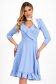 Rochie din crep albastru-deschis scurta in clos cu volanase pe linia decolteului - StarShinerS 1 - StarShinerS.ro
