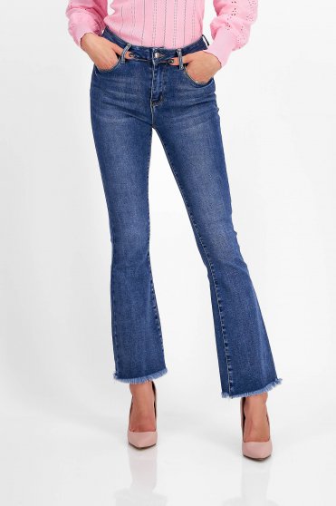 High-Waisted Flared Blue Jeans - SunShine