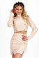 Beige bandage suit with a fitted cut and decorative front buttons - SunShine 1 - StarShinerS.com